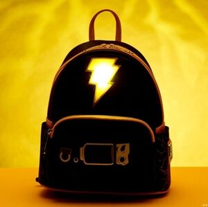 NWT DISNEY Loungefly Backpack DC Comics BLACK ADAM Lightning Bolt Collectible